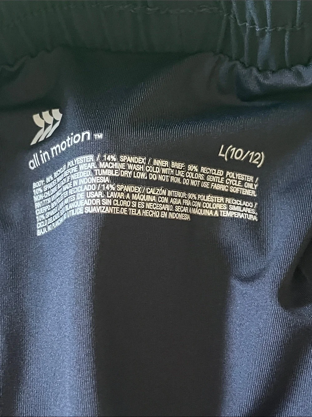 All in Motion Racerback Tank Top & Elastic Waist Shorts, Size Large (10/12)